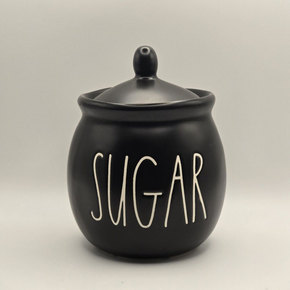 Rae Dunn Artisan Collection By Magenta Sugar Bowl And Lid In Black